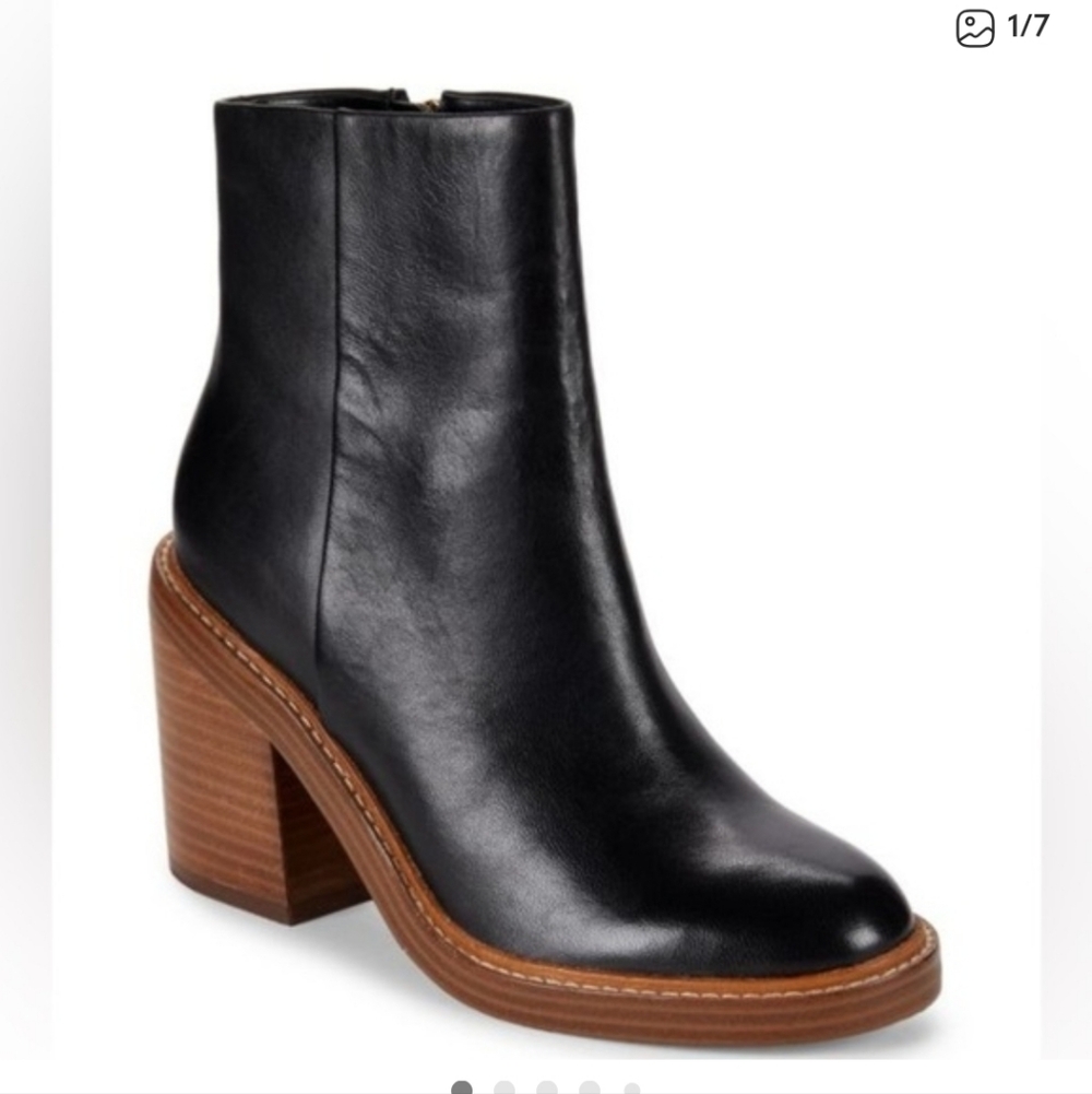 Marc Fisher Black Leather Ankle Booties